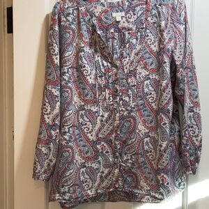 J Jill Popover in a Lovely Paisley of Red, Blue and White
